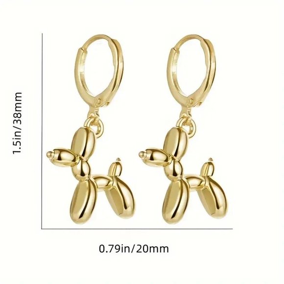 ⭐️NWT Gold Balloon Dog Carnival Huggie Earring - Picture 2 of 2